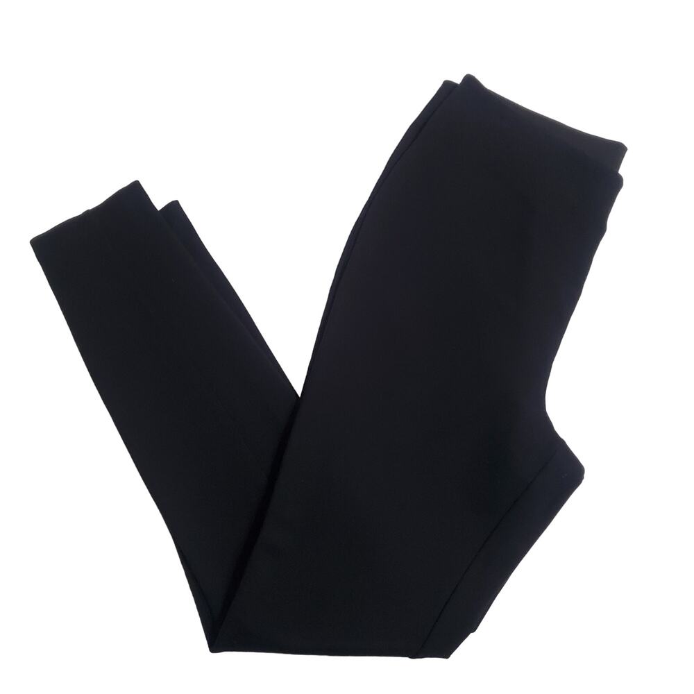 Lands End High Rise Slim Leg Pants Black Career Work Rayon Spandex M/T 10 - 12
